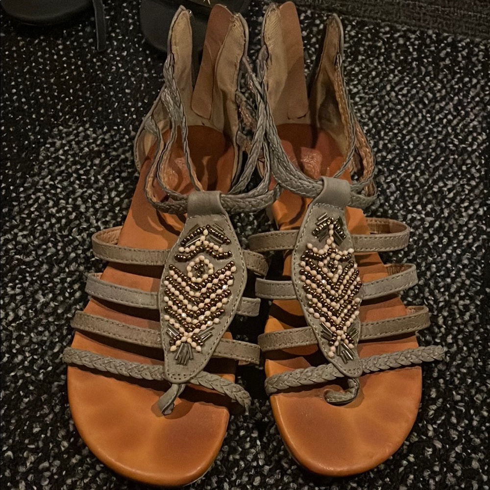 Beaded Gray Sandals